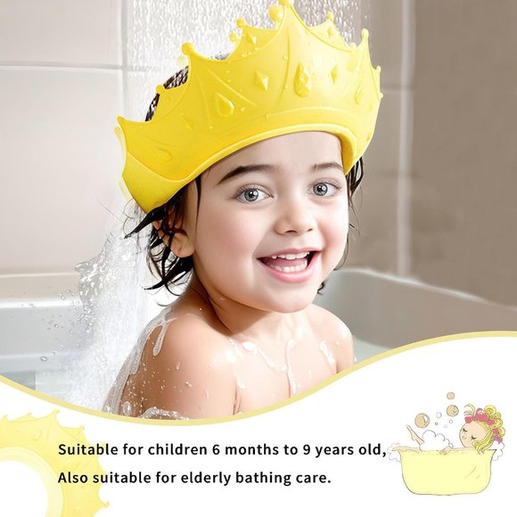 Baby Shower Cap Shield Bathing Cap Safe Silicone Protection Bath Cap Crown - NEW - Picture 1 of 7